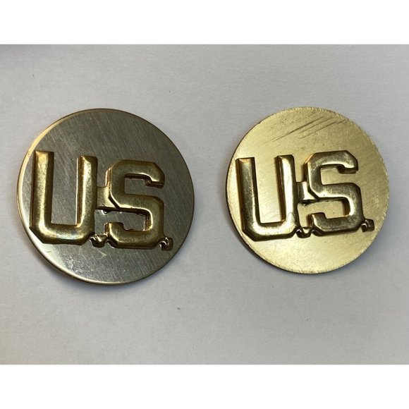 Vintage LOT 2 U.S. Army Military 1" Brass Pin L22 - Picture 2 of 6